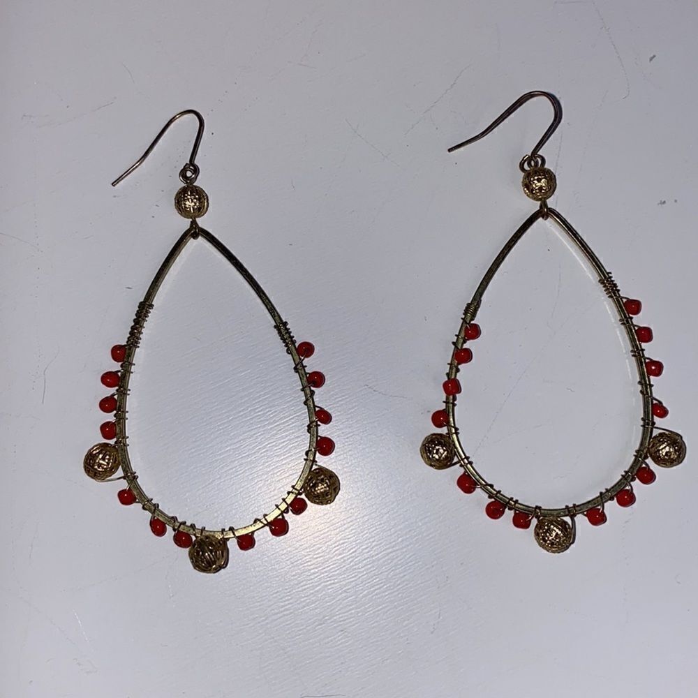 Boho Dangle Teardrop Hoop Earrings - Picture 3 of 5